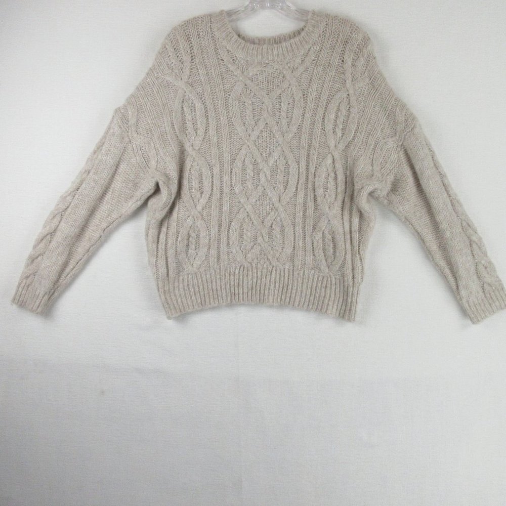 BB Dakota Fisherman's Sweater Size XS Crew Neck Cable Knit Long Sleeve Cream